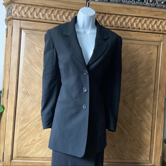 Emozioni black wool blend boyfriend style blazer - Picture 2 of 4